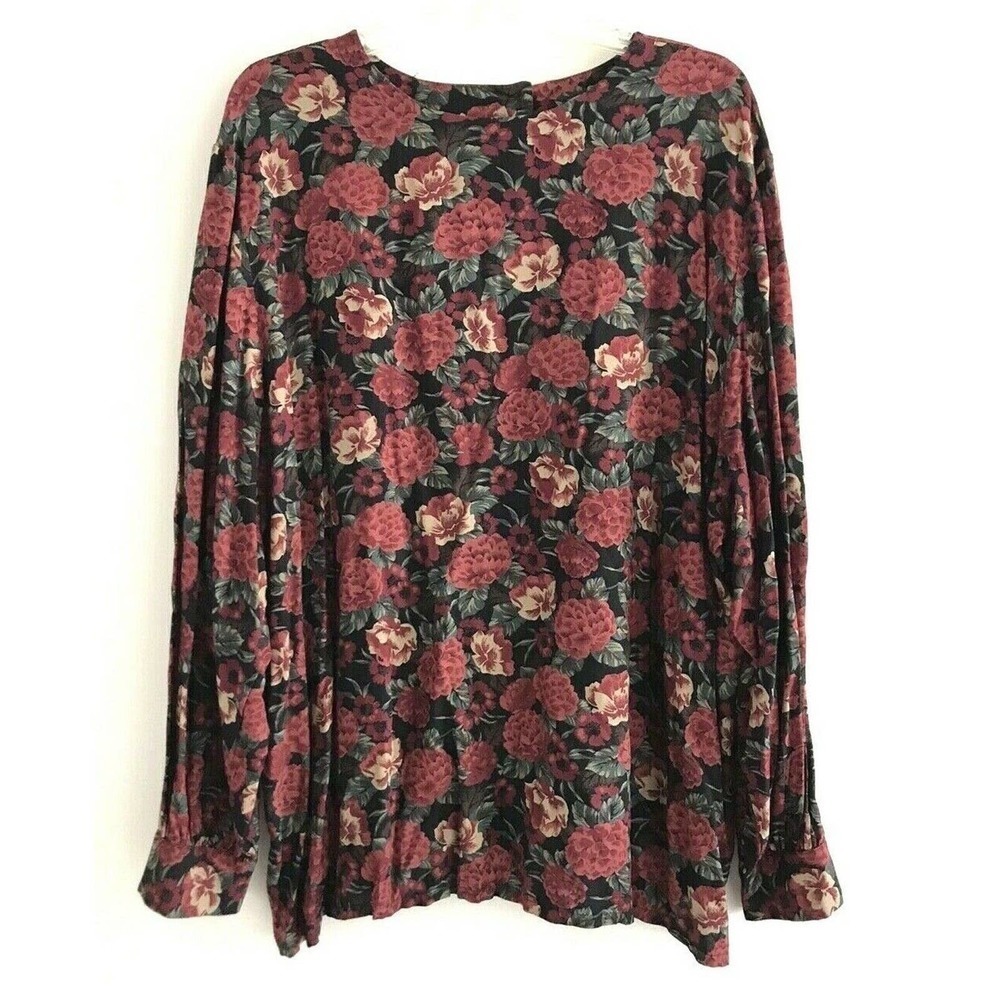 Vintage Country Sophisticates by Pendleton Floral Top Women Size XL Red Crewneck